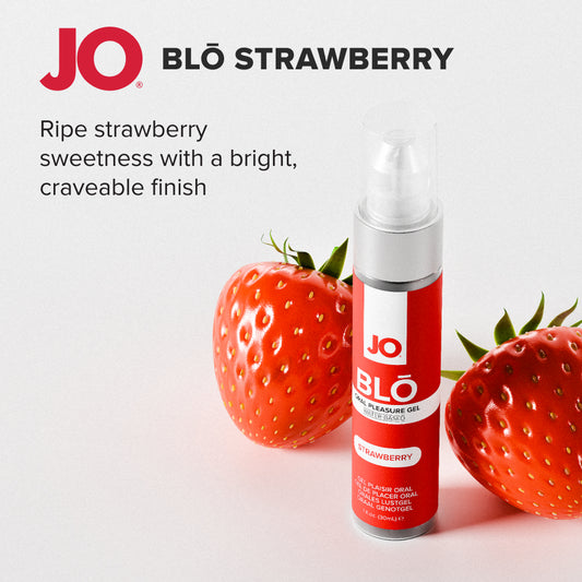 JO Blo Strawberry Flavoured Oral Pleasure Gel - 30 ml Bottle