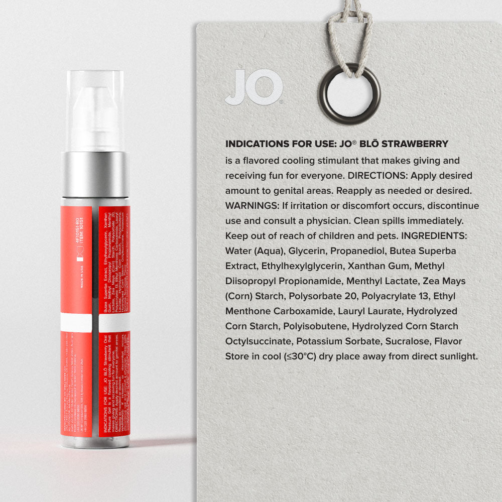 JO Blo Strawberry Flavoured Oral Pleasure Gel - 30 ml Bottle