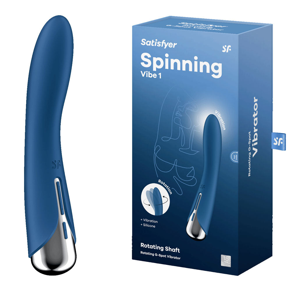 Satisfyer Spinning Vibe 1 17.8 cm USB Rechargeable Rotating Vibrator - Blue