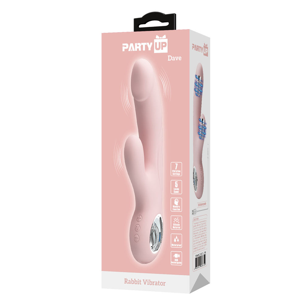 Party Up DAVE Rabbit Vibe - Pink 19 cm Rabbit Vibrator