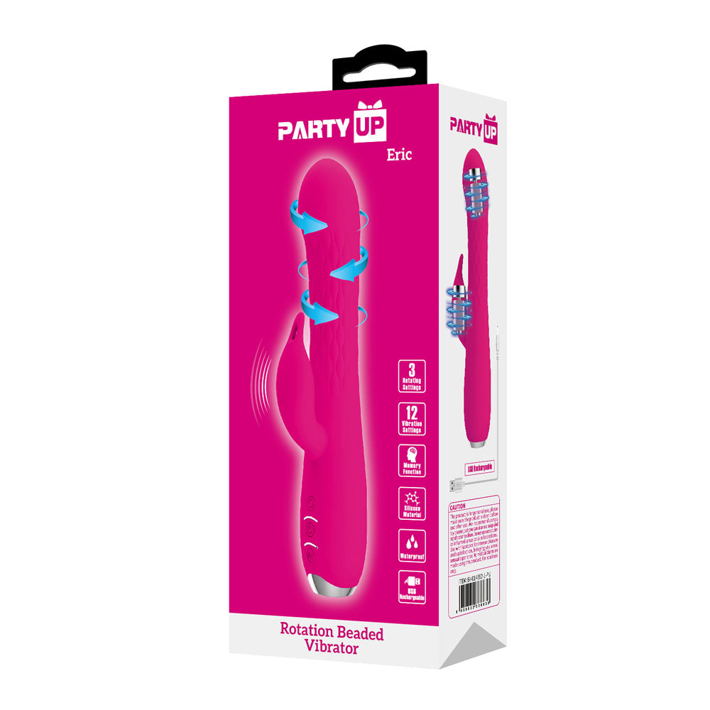 Party Up ERIC Rotating Beads Vibrator - Pink 20.5 cm Rabbit Vibrator