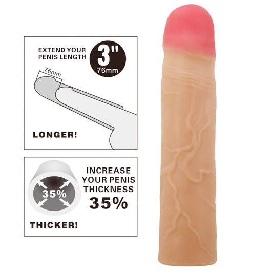 Party Up PHILIP 3 Inch Extender Sleeve - Flesh 3 Inch Penis Extender