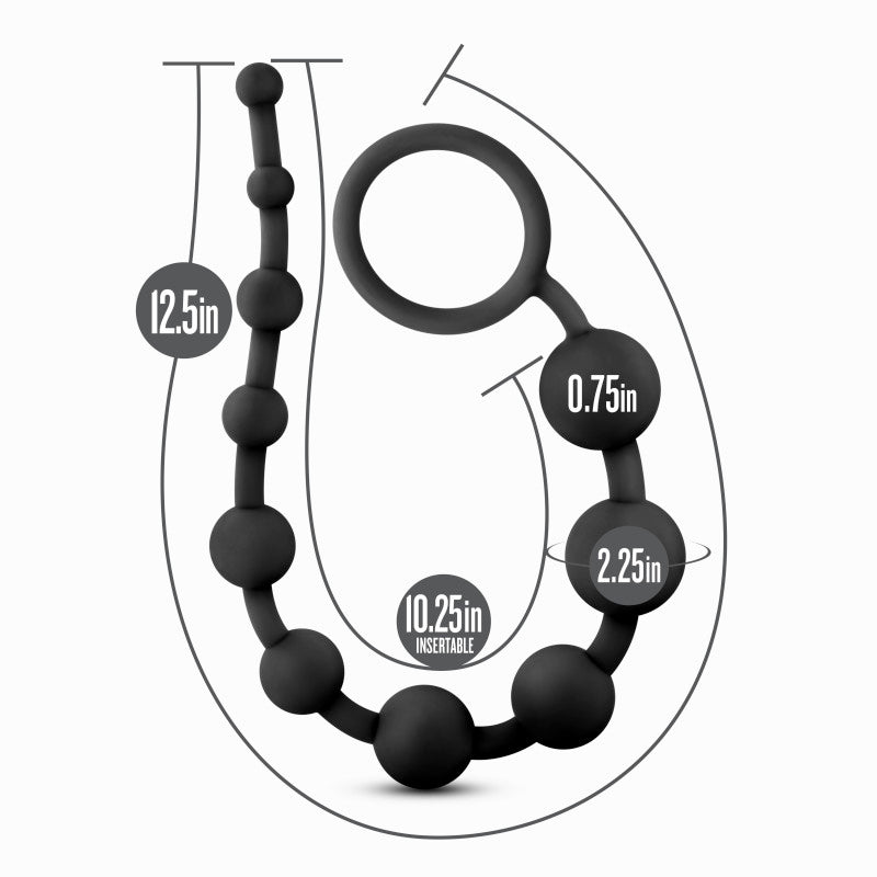 Anal Adventures Platinum 10 Anal Beads - Black 31.7 cm Anal Beads
