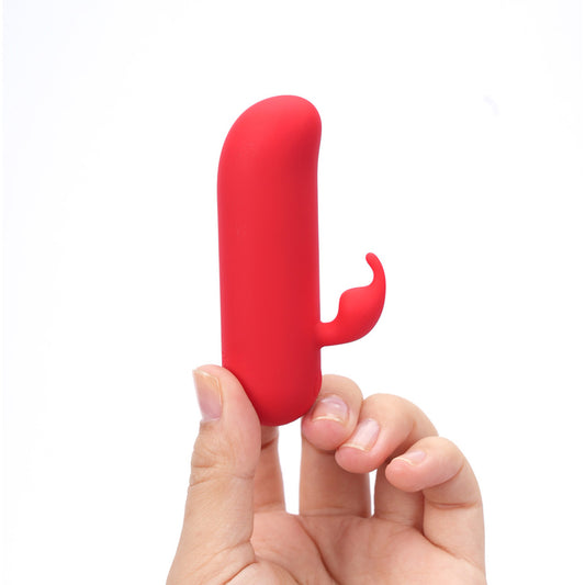 Maia ZIA Red 7.6 cm USB Rechargeable Mini Bullet Rabbit. The bullet held in a hand against a white background.