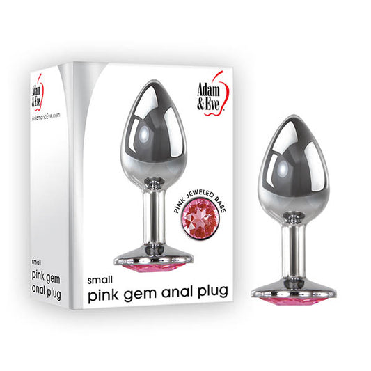 Adam & Eve Pink Gem Anal Plug - Small - Silver Small Metal Butt Plug