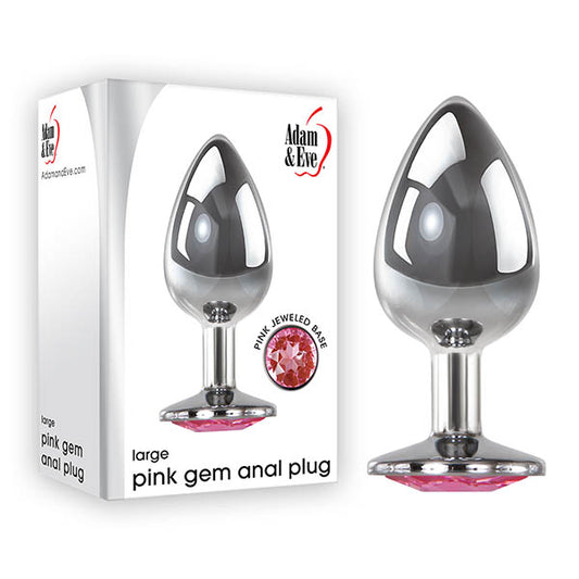 Adam & Eve Pink Gem Anal Plug - Large - Silver Large cm Metal