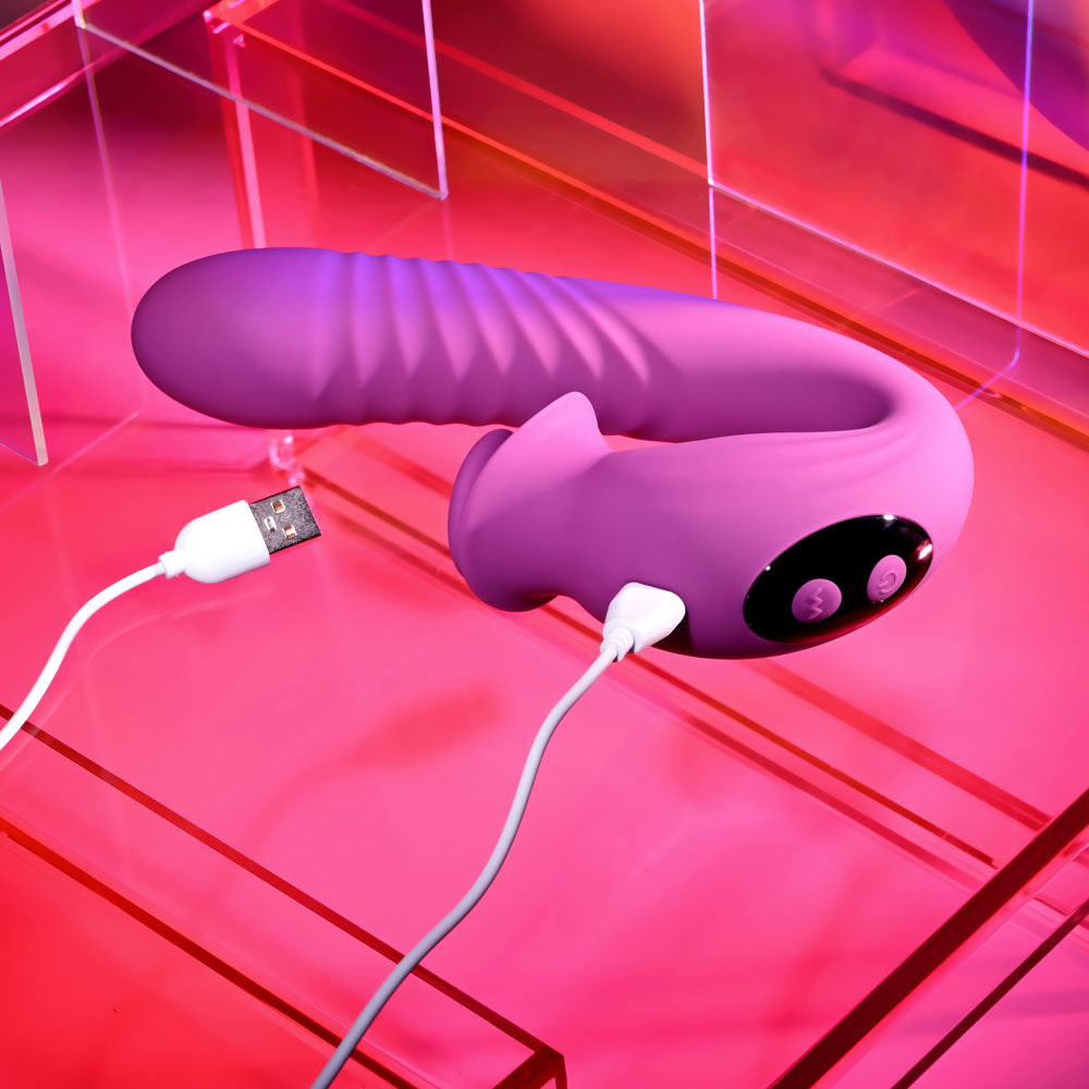 Evolved DEEP ECSTASY - Purple 16.5 cm Thrusting and Tapping Vibrator