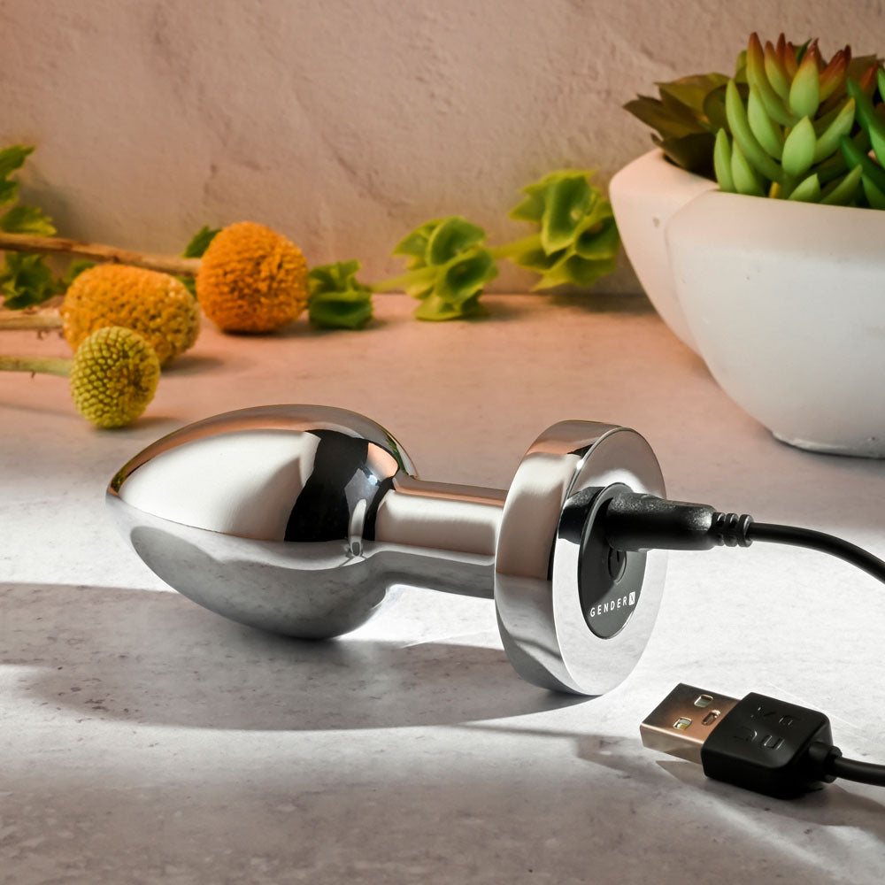 Gender X ROCKIN METAL PLUG XL - Chrome 10.5 cm Vibrating XL Butt Plug