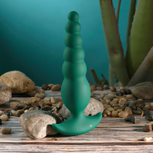Gender X THE RATTLER - Green 17 cm Vibrating and Twirling Anal Plug