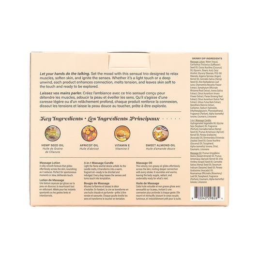 Hemp Seed Tranquility Trio - Skinny Dip Scented Massage & Caress Kit