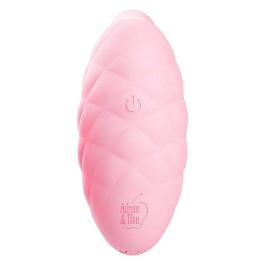 Pink silicone massager with brand logo on a white background