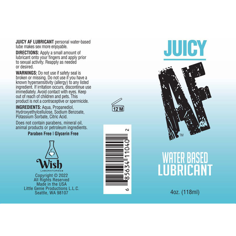 Juicy AF Water Based Lubricant - 118 ml - Water Based Lubricant