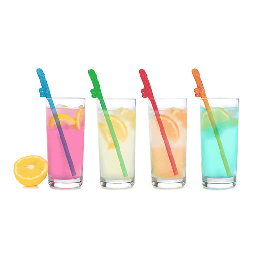 Super Fun Penis Party Straws - Coloured - Multi Coloured Dicky Straws