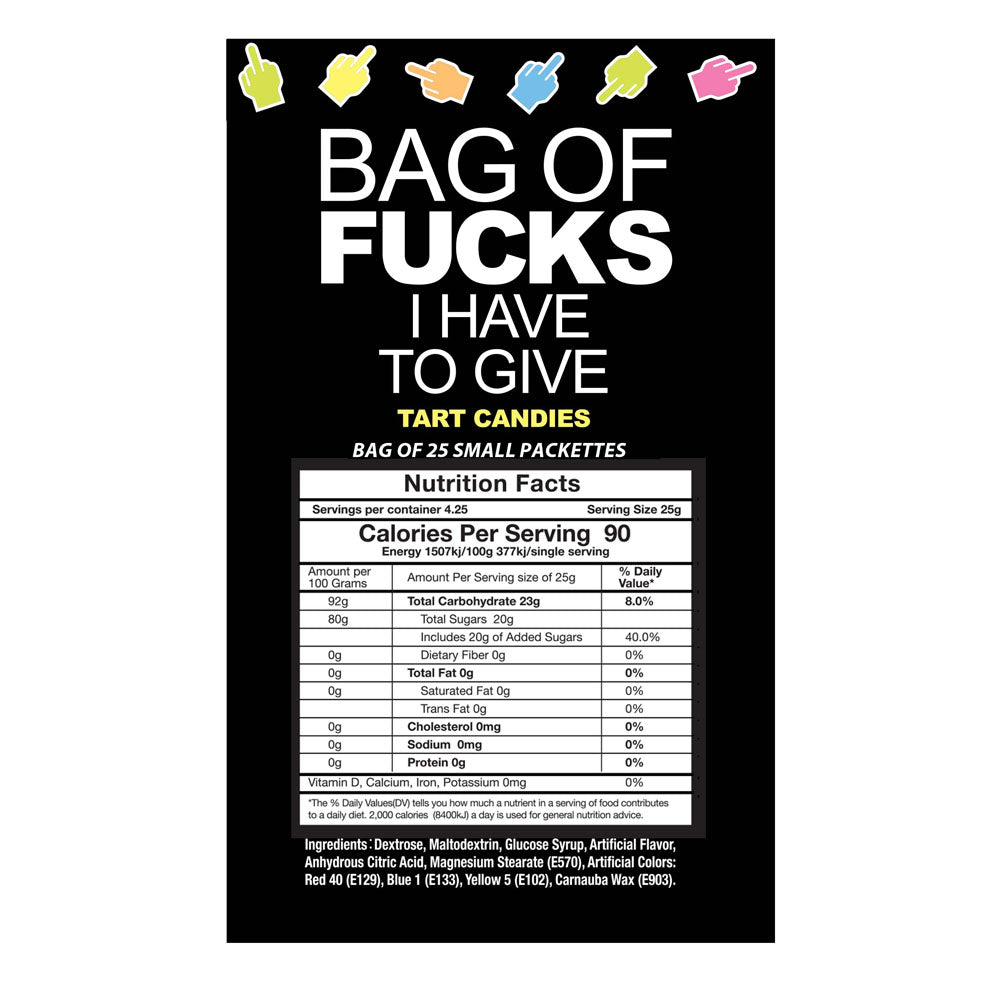 Bag Of Fucks I Have To Give - Bag of 25 - Fruit Flavoured Lollies