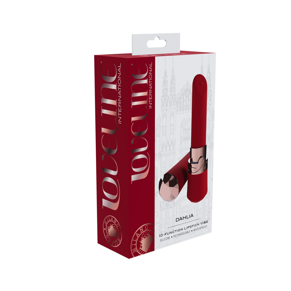 LOVELINE Dahlia - Red 12.5 cm USB Rechargeable Lipstick Vibrator