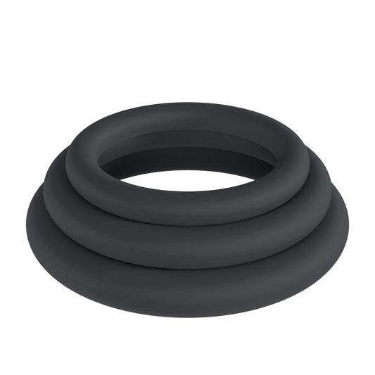 LEVELZ Classic Silicone Cock Ring Set - XS/S/M - Black Cock Rings