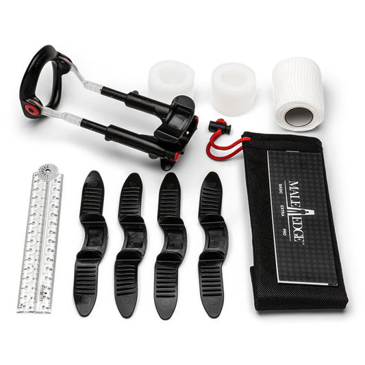 MaleEdge Pro Kit Penis Enlarger Kit in Red Case. The product shown with its retail packaging on white.