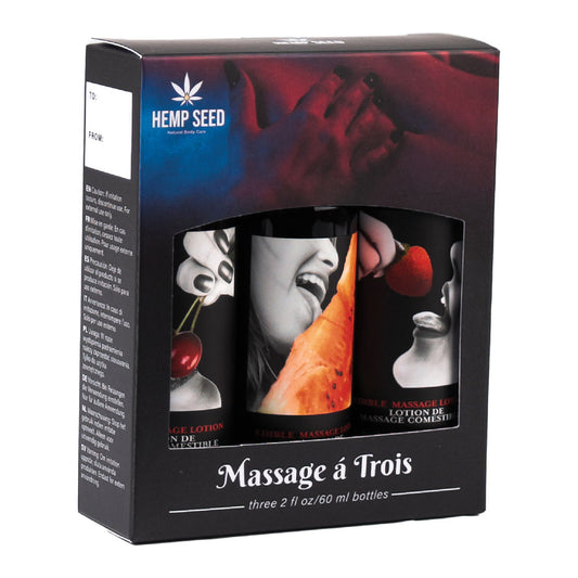 Hemp Seed Edible Massage A Trois - Edible Massage Lotion Kit - 3
