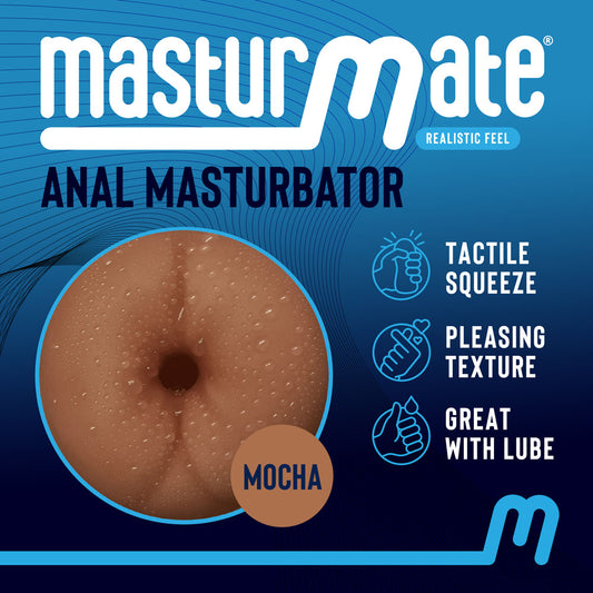 Masturmate Butt. The brown stroker on a coloured surface, tighter crop.