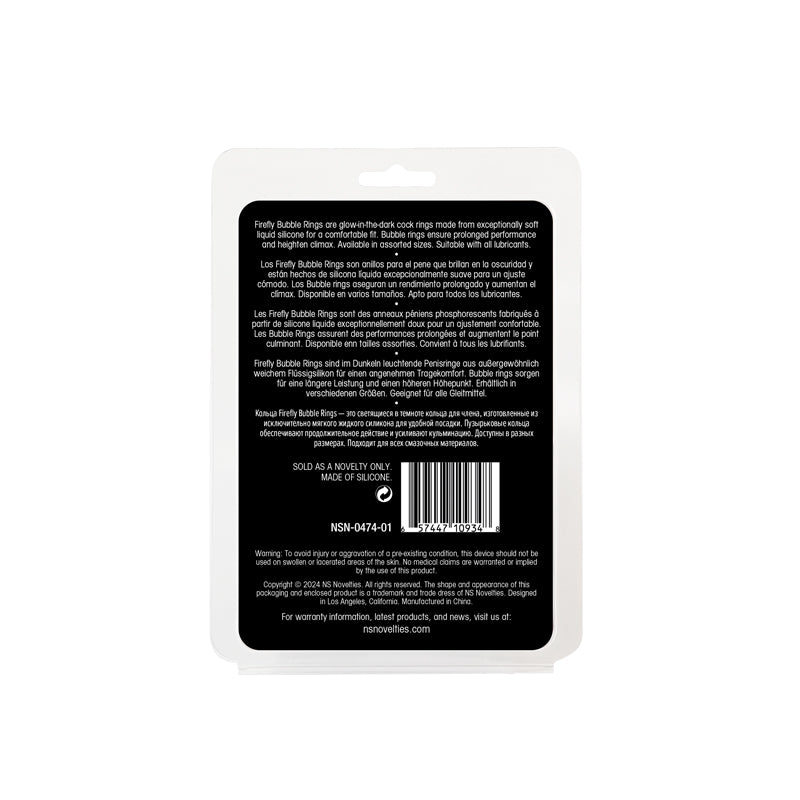 Firefly - 3pc Bubble Rings - White - Glow in Dark Cock Rings Set of 3