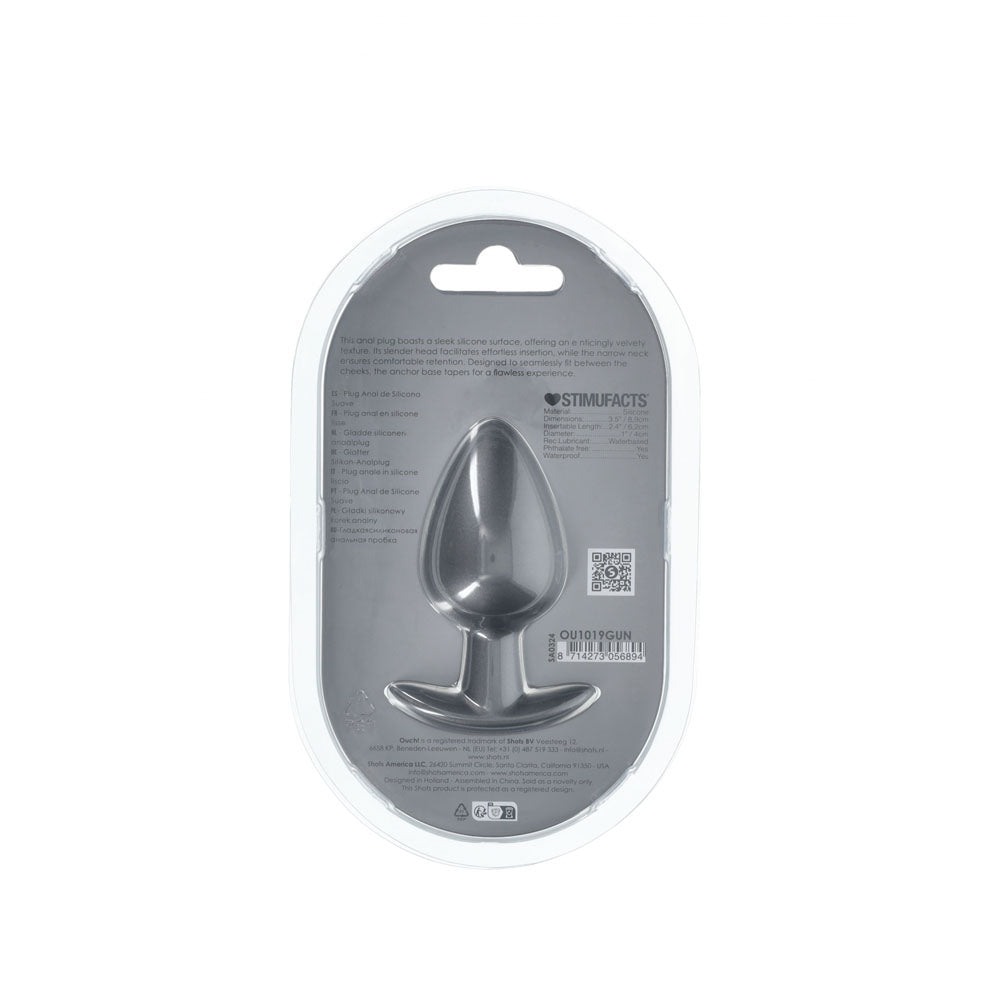 OUCH! Anal Plug - Large - Gun Metal Grey 8.9 cm Large Butt Plug