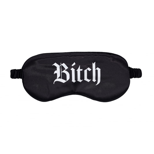OUCH! Satin Mask - Bitch - Black Printed Eye Mask
