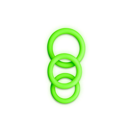 OUCH! Glow In The Dark Cock Ring Set - Glow in Dark Cock Rings