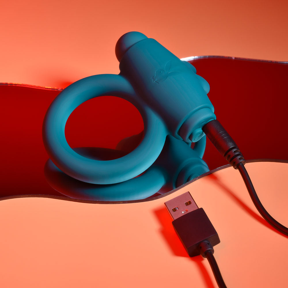 Playboy Pleasure BUNNY BUZZER - Green Vibrating Cock Ring