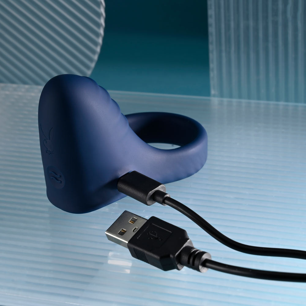 Playboy Pleasure PLEASURE POINT - Blue Vibrating Cock Ring