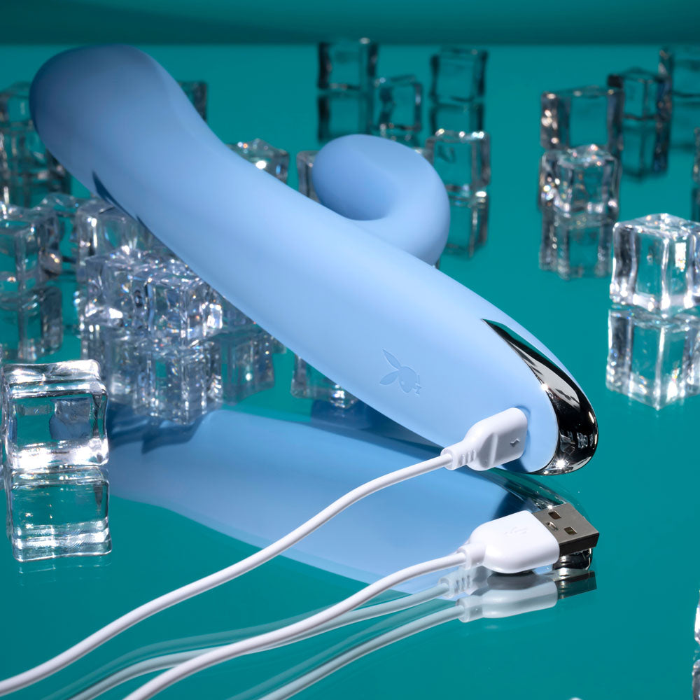 Playboy Pleasure UP AND AWAY - Blue 26.7 cm Rabbit Vibrator
