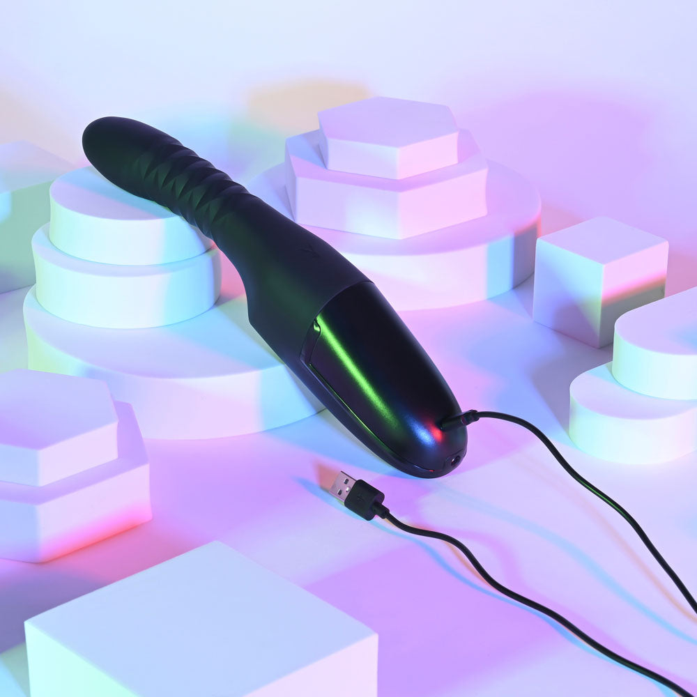 Playboy Pleasure OVERDRIVE - Black 28.2 cm Thrusting Vibrator