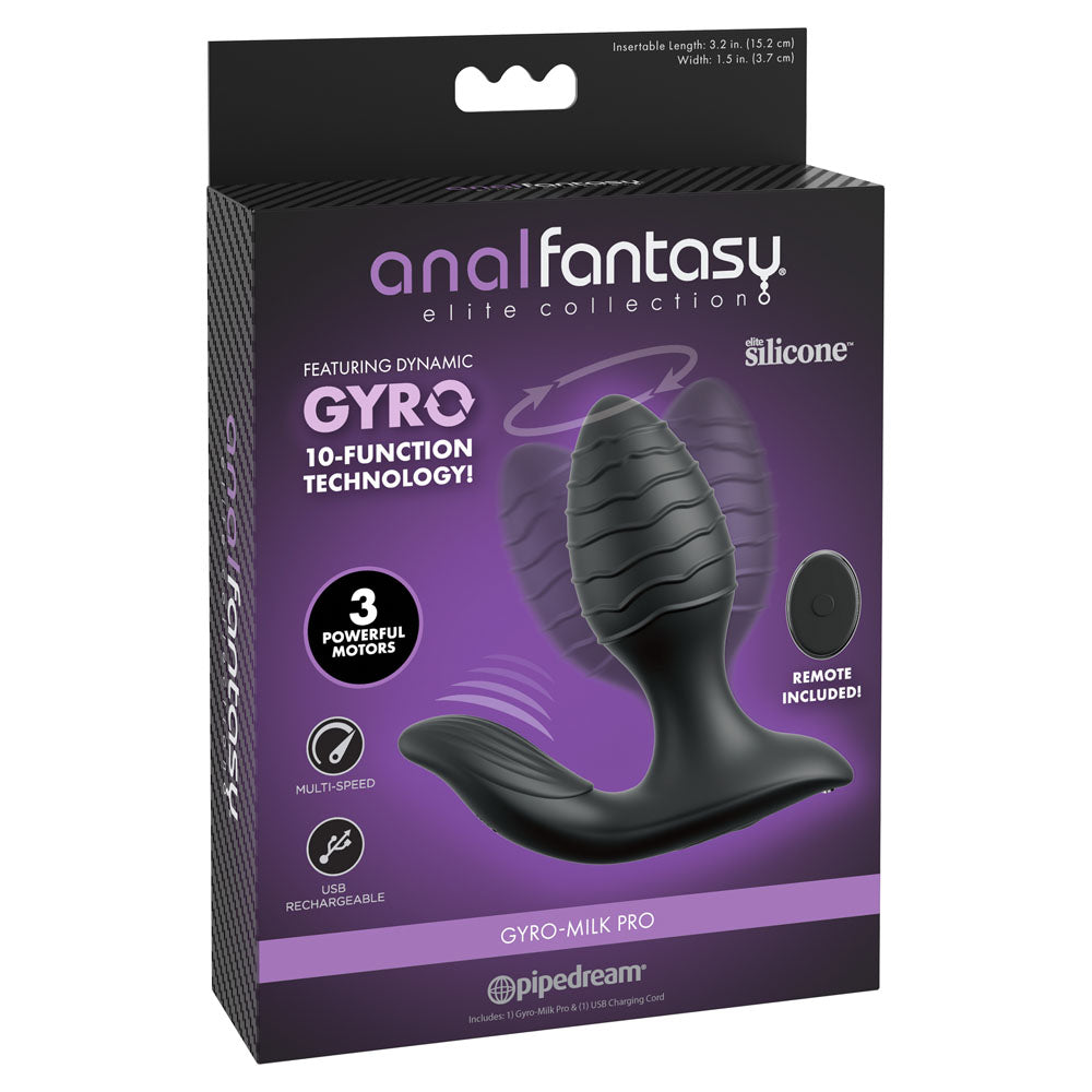 Anal Fantasy Elite Gyro-Milk Pro - Black Gyrating Butt Plug