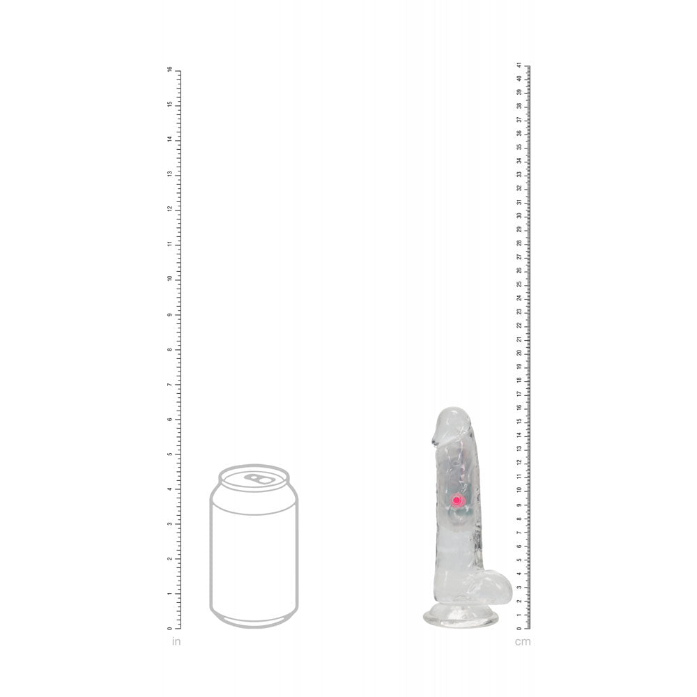 REALROCK 6'' with Balls Vibrating Dong - Clear LED 16.2 cm