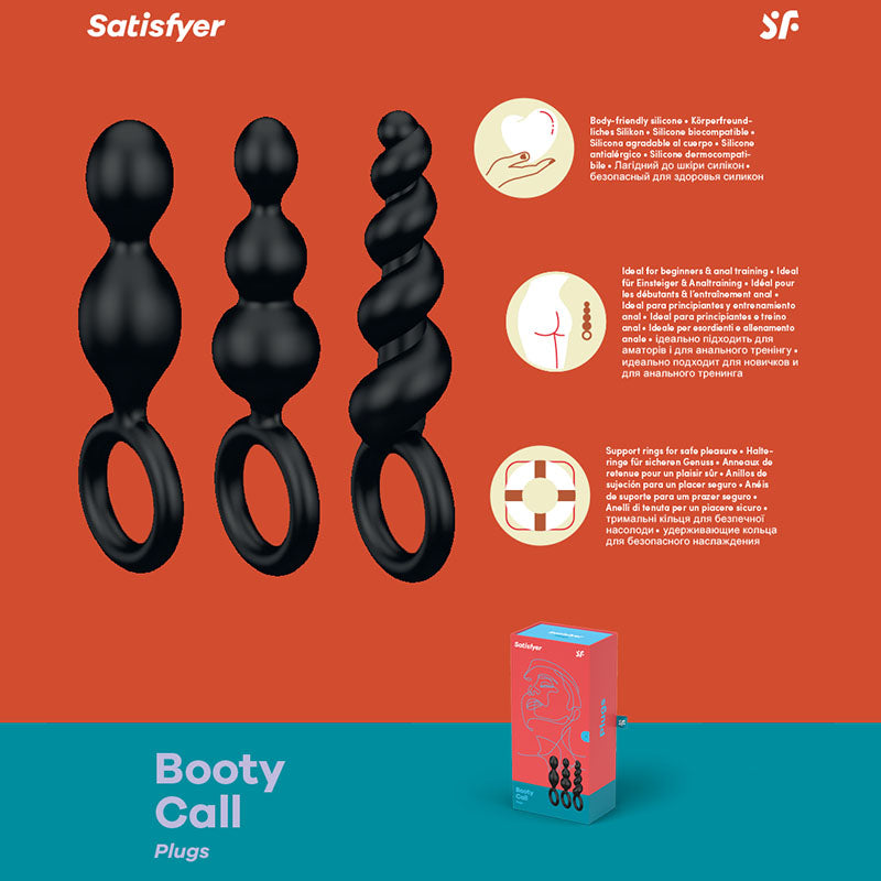 Satisfyer Butt Plugs Set - Booty Call Black Butt Plugs - Set of 3