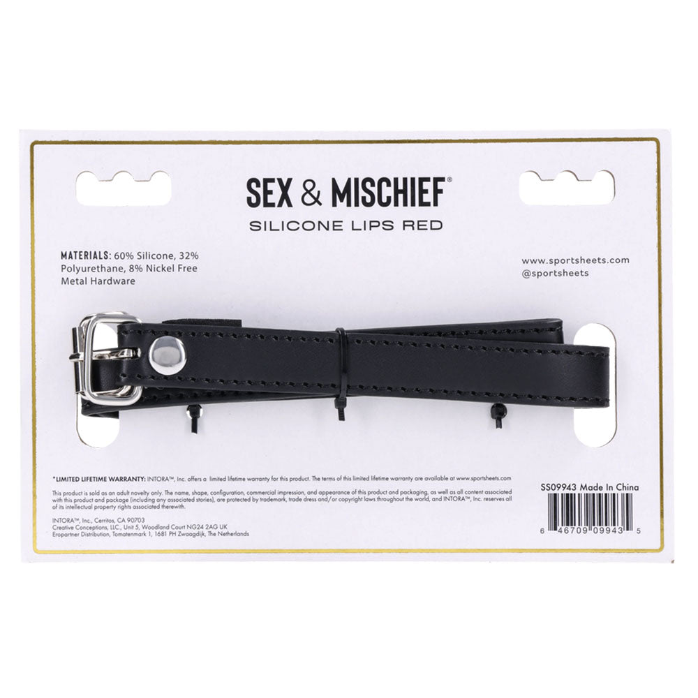 Sex & Mischief Silicone Lips Mouth Gag - Red Mouth Restraint