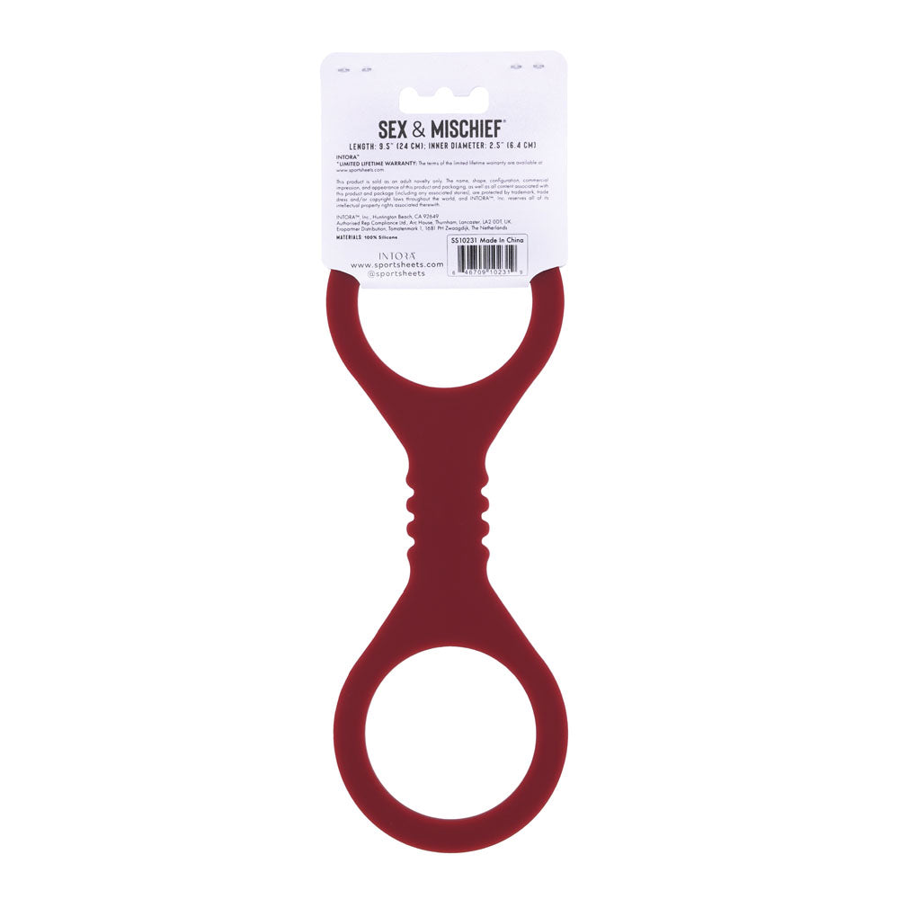 Sex & Mischief Enchanted Small Silicone Cuffs - Burgundy Small