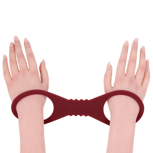 Sex & Mischief Enchanted Large Silicone Cuffs - Burgundy Large