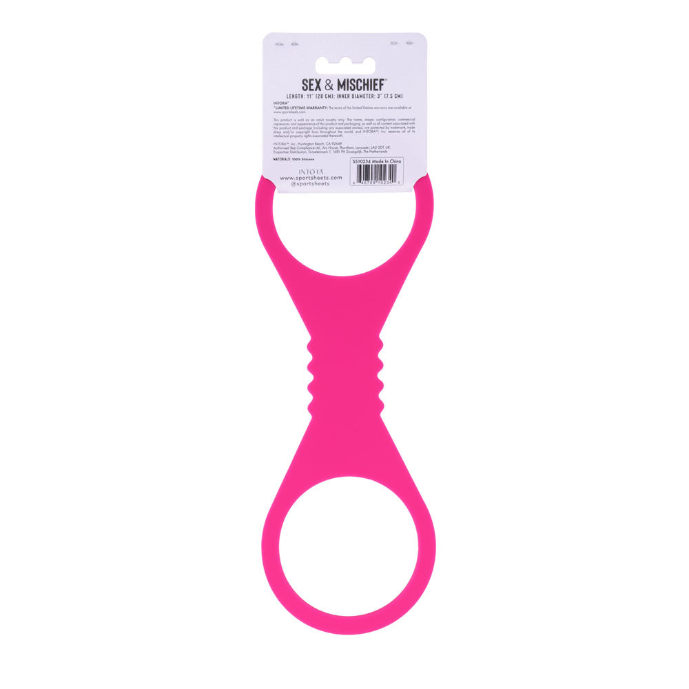 Sex & Mischief Large Hot Pink Silicone Cuffs - Hot Pink Large