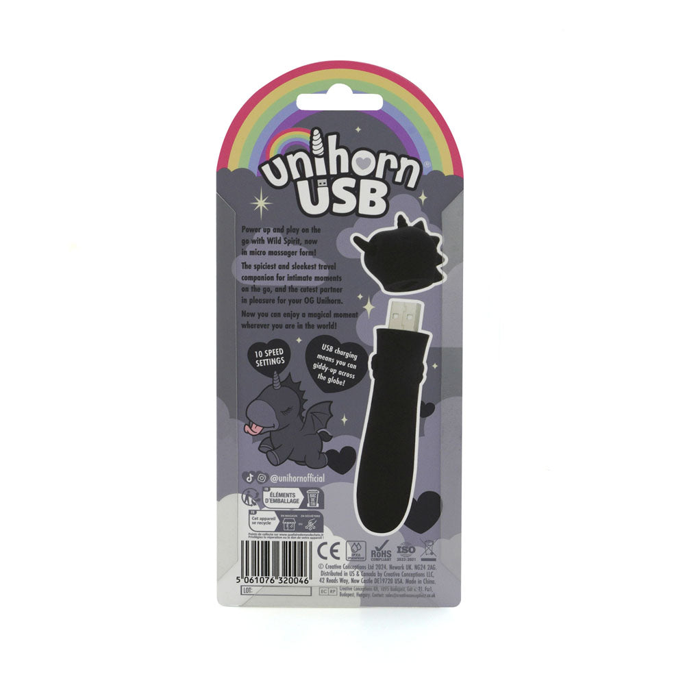 Unihorn - USB Bullet - Wild Spirit - Black Vibrating Bullet