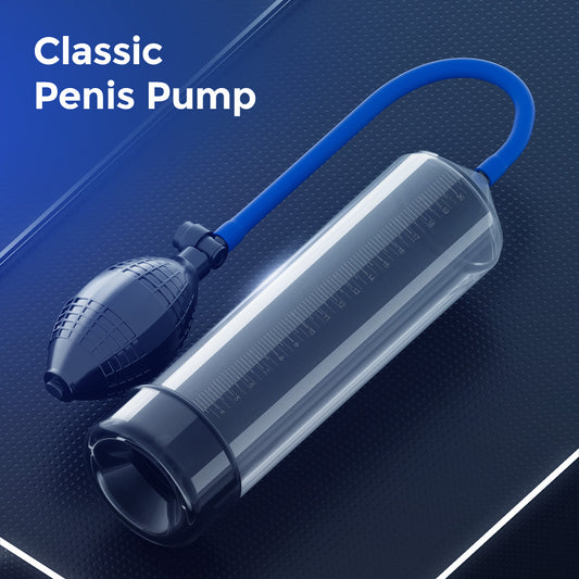 LuvPump AeroUp Beginners Penis Pump. The clear product on a coloured surface, tighter crop.