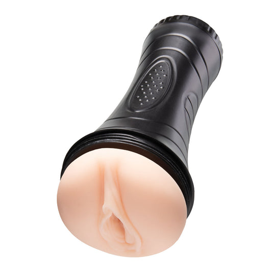 Zolo STROKE OFF Pornstar Pussy. Studio photo of the flesh stroker on a white background, another angle.