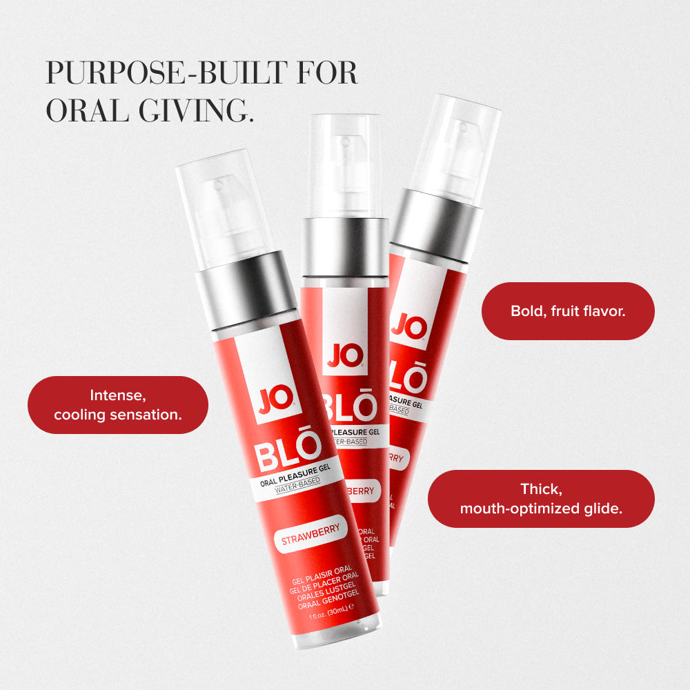 JO Blo Strawberry Flavoured Oral Pleasure Gel - 30 ml Bottle