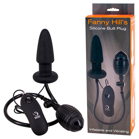 Seven Creations Fanny Hills - Black Silicone Inflatable & Vibrating Butt Plug - Image 1