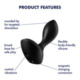 Satisfyer Backdoor Lover - Black USB Rechargeable Vibrating Butt Plug - Image 2