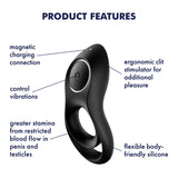 Satisfyer Legendary Duo - Black USB Rechargeable Cock & Balls Ring - Image 3