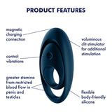 Satisfyer Glorious Duo - Dark Blue USB Rechargeable Cock & Balls Ring - Image 3