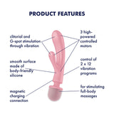 Satisfyer Triple Lover - Pink USB Rechargeable Rabbit Vibrator and Massage Wand - Image 2