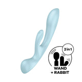 Satisfyer Triple Oh - Light Blue USB Rechargeable Rabbit Vibrator - Image 1
