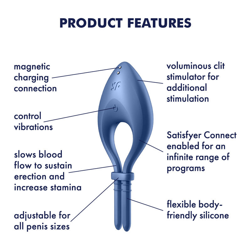Satisfyer Bullseye - Blue Vibrating Adjustable Lasso Cock Ring