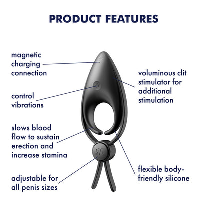 Satisfyer Sniper - Black Vibrating Adjustable Lasso Cock Ring